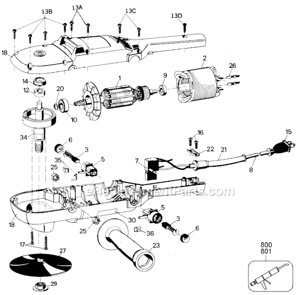 Page A Diagram and Parts List for 6126 Type 100 Black and Decker Sander Polisher